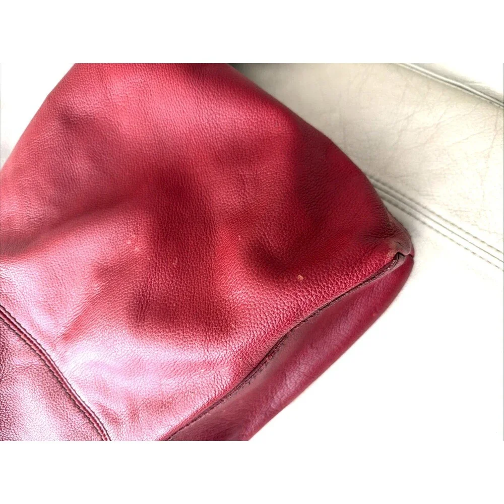 Vintage Lucky Brand Hobo Leather Bag Red Buckle Slouchy Boho Y2K